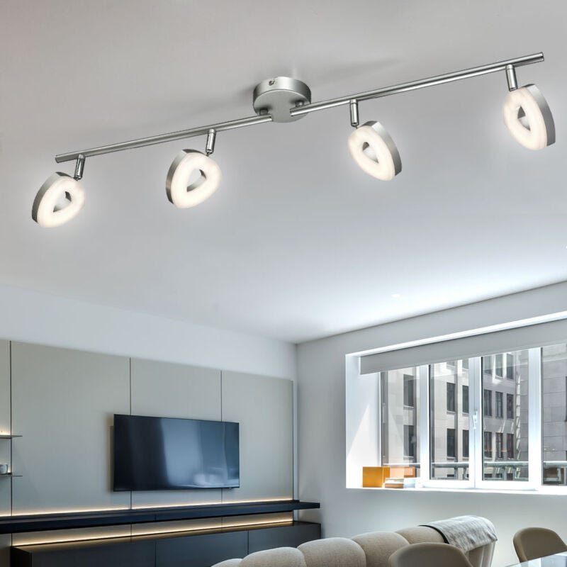 Esto - Spotleiste 4 Strahler Deckenleuchte schwenkbar Wohnzimmerleuchte Decke, Metall, 4x 4,5W 350Lm warmweiß, LxB 78x18...