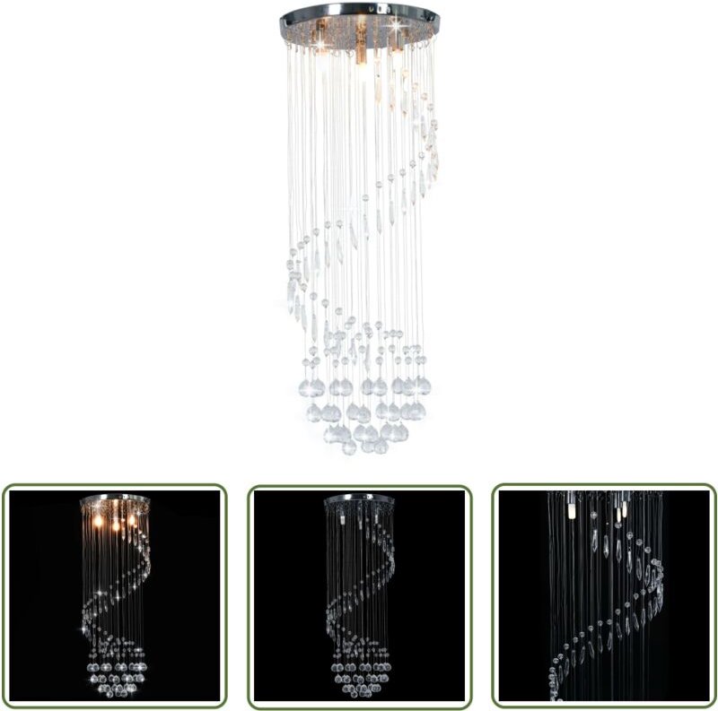 Thumbnail - The Living Store Deckenleuchte mit Kristallperlen Silbern Spirale G9 - Dekorleuchte - Kronleuchter - Wohnzimmer Deko - S...