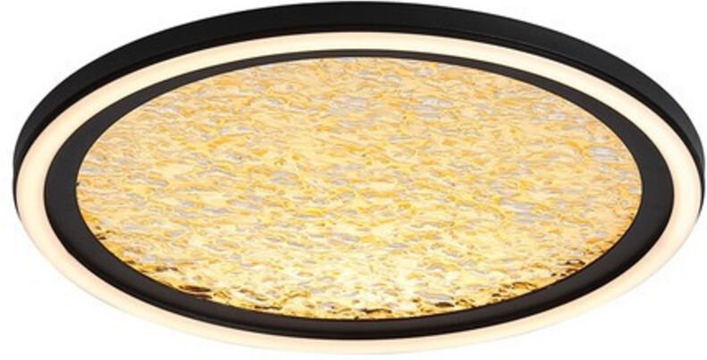 Searchlight Luna LED-Deckenleuchte, Sandschwarzes Metall & Goldfarbener Kunststoffdiffusor