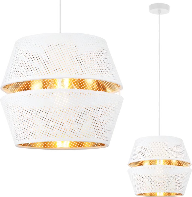 Asti Duo Barrel Hängelampe Weiss 1pl Weiss Gold Lampenschirm Ss