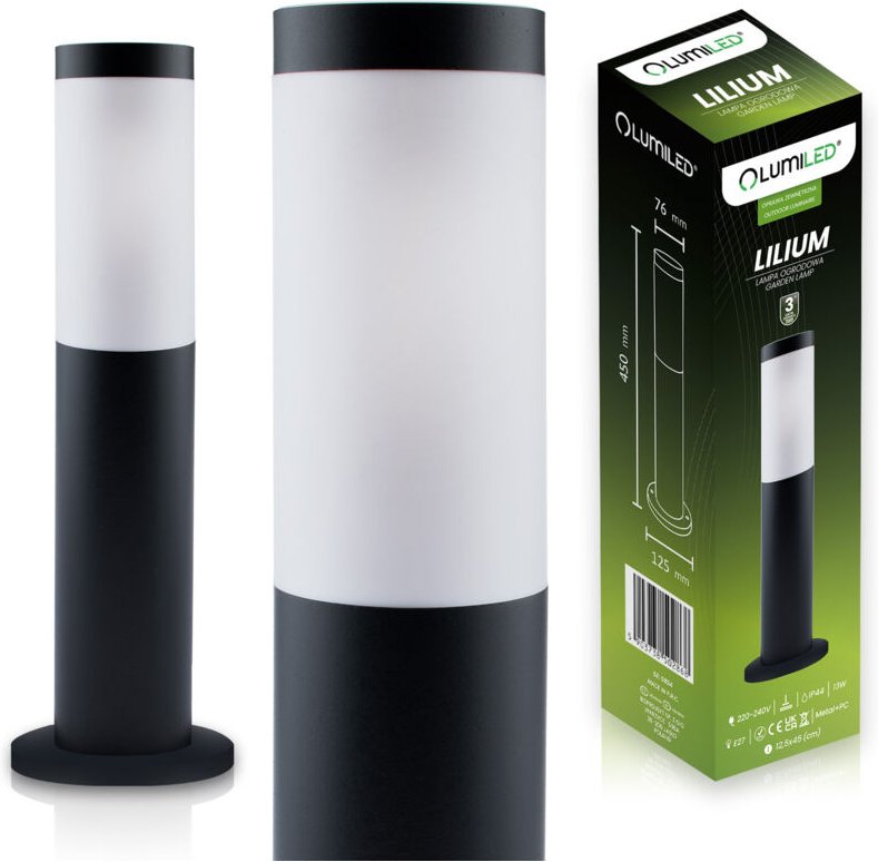 Lilium LUMILED Gartenleuchte E27, schwarzer Sockel, 45 cm