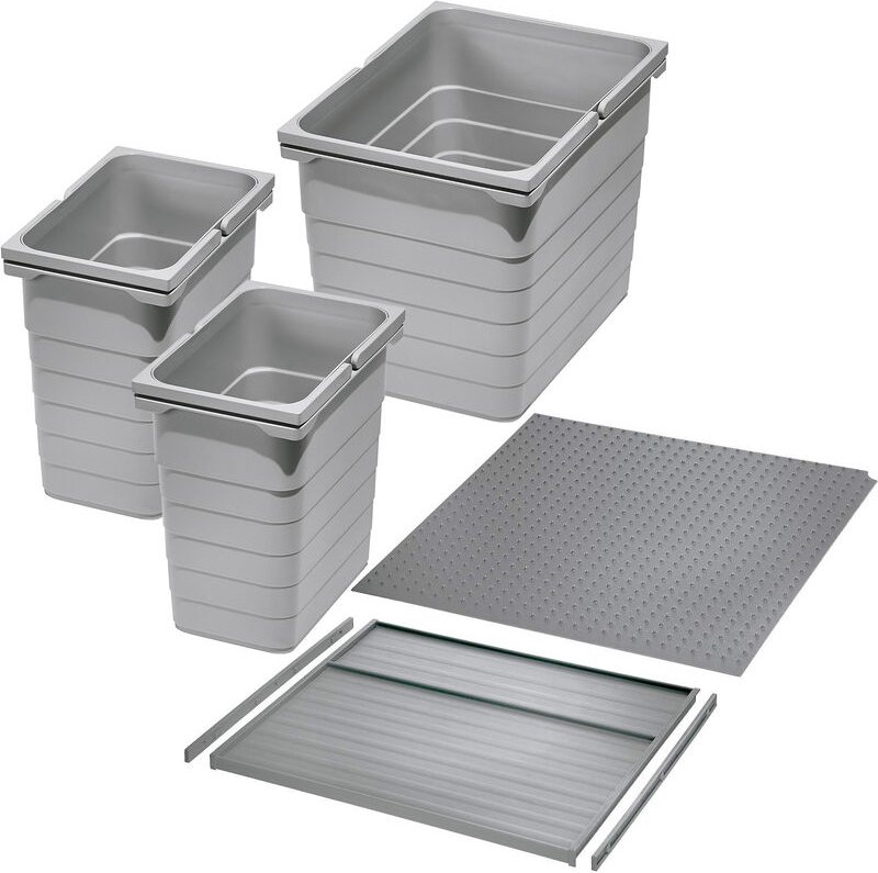 So-tech - Ninka Abfalltrennsystem eins2vier kb 450 mm (2 x 8L / 1 x 17L) alugrau für Seitenstärke 16 mm