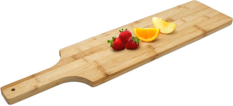 Spetebo - Bambus Schneidebrett massiv - 60 x 14,5 cm - Küchen Servierbrett mit Griff - Holzbrett Küchenbrett Tapasbrett ...