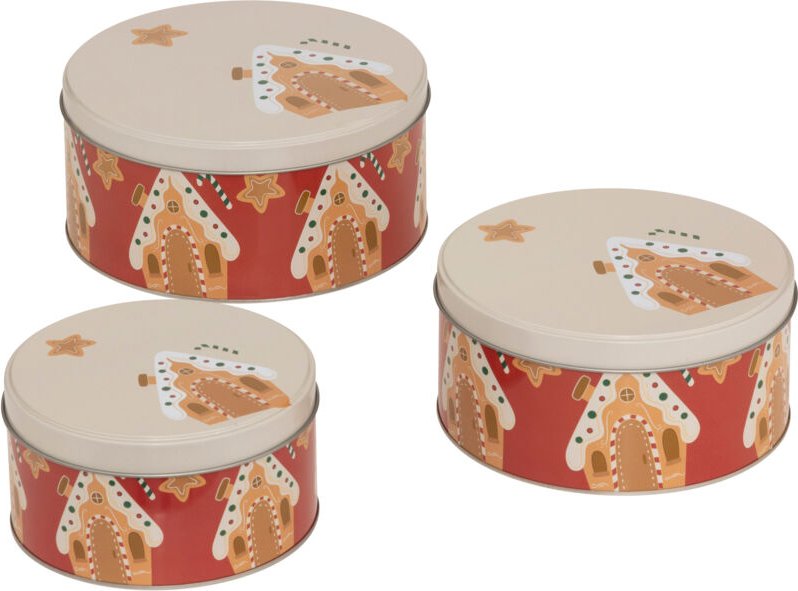 Runde Keksdose aus Metall, 3er-Set