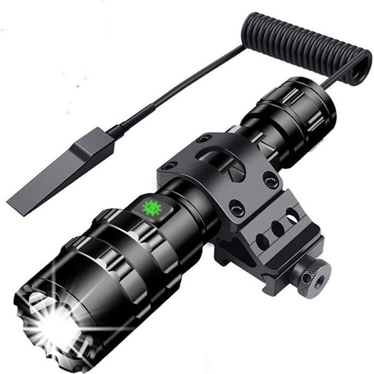 Taktische Taschenlampe 3000 Lumen Superhelle L2 LED-Taschenlampe USB Wiederaufladbar 5 Lichtmodi Picatinny-Schienenhalte...