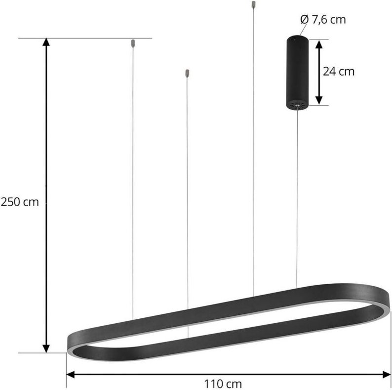 Smart Home Pendelleuchte "Melinay" aus Aluminium dimmbar mit Fernbedienung für Wohnzimmer & Esszimmer von Lucande