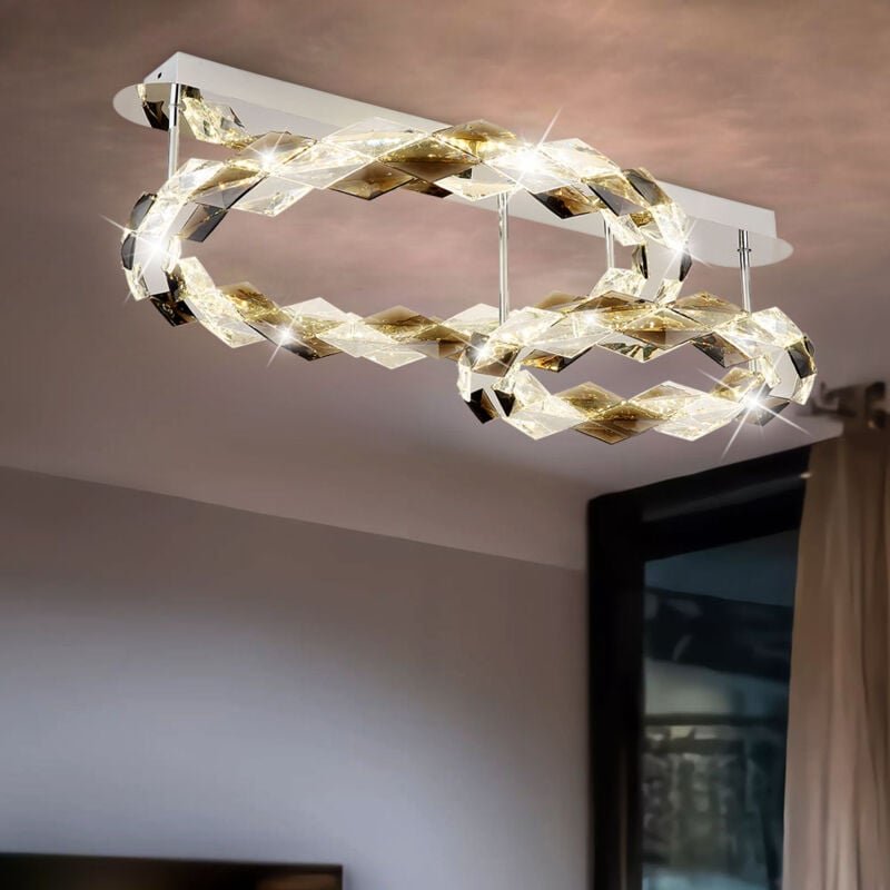 Globo - Deckenlampe Deckenleuchte Kristalllampe led Wohnzimmerleuchte rauch klar l 80 cm
