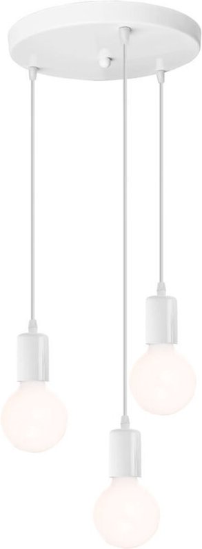 3 Flammig Pendelleuchte Weiß, Zylinder Metall Hängende Deckenleuchte E27 Runde Basis für Esstisch, Kücheninsel, Schlafzi...