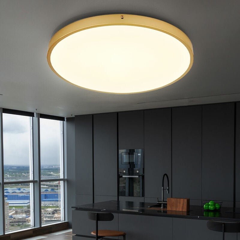 Thumbnail - Led Deckenleuchte Wohnzimmerlampe Deckenlampe Esszimmerleuchte Flurlampe, Metall Kunststoff messingfarben, Abstrahlwinke...