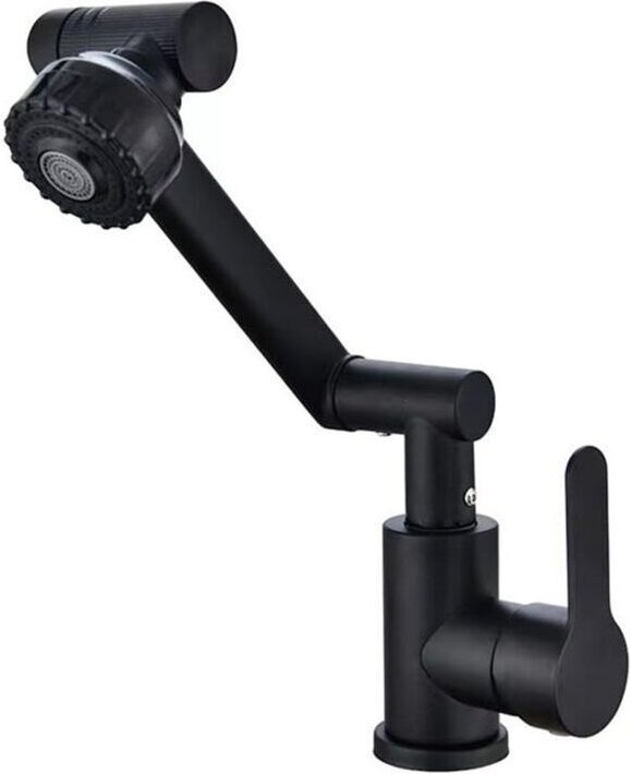 Klappbare Küchenarmatur, 1080° schwenkbare Küchenmischbatterie, schwarze Edelstahl-Unterbauarmatur für Fensterspülen