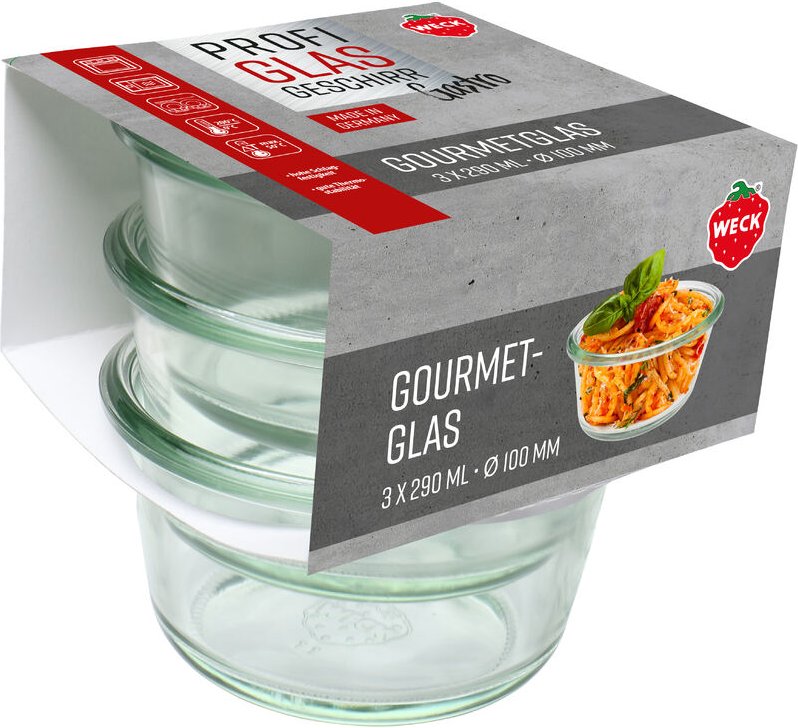 3er Set Gastropack 290 ml Gourmetgläser Weck ohne Deckel 76124