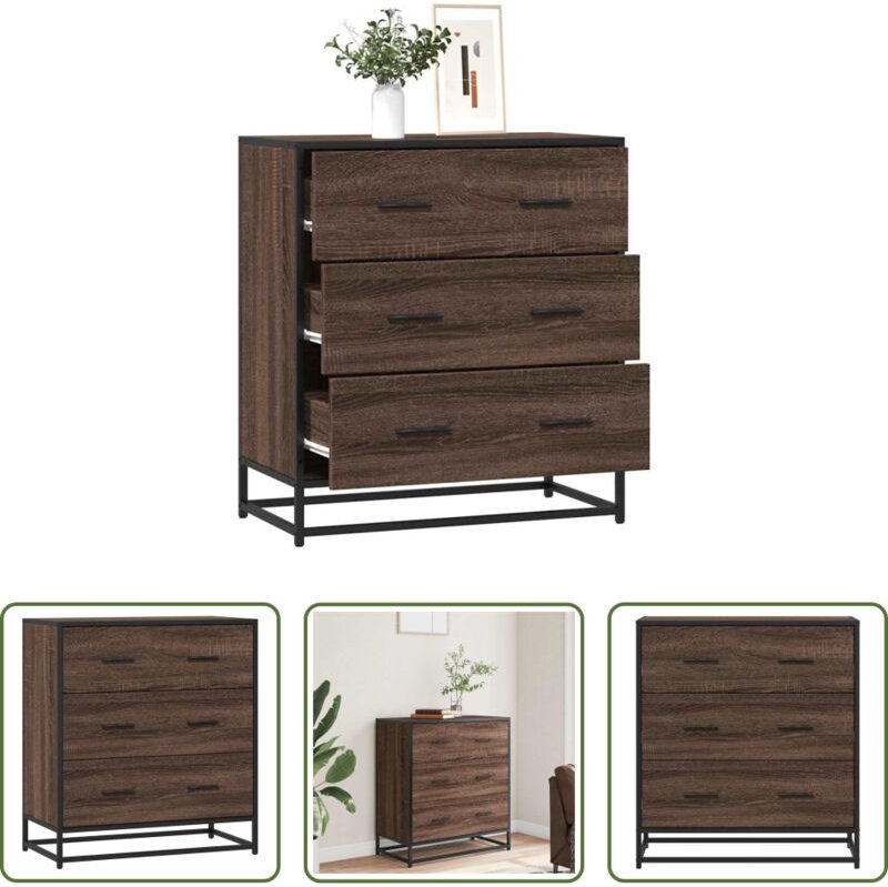 vidaXL Metall - Sideboard Braun Eichen-Optik 68x35x76 cm Holzwerkstoff & Metall