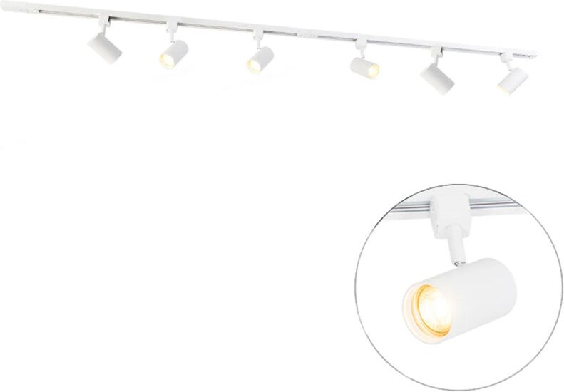Modernes Schienensystem mit 6 weißen Strahlern 1-phasig 200cm - Iconic Jeana