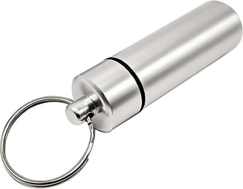 Pillendose mit Schlüsselanhänger aus Silber – Mini-Taschenformat – Wasser- und feuchtigkeitsbeständig – Auslaufsicheres ...
