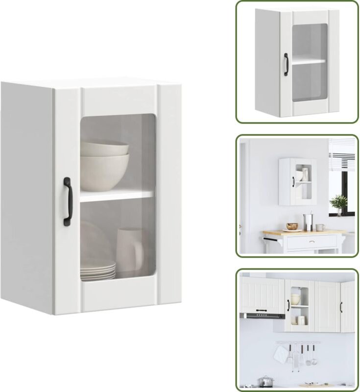 vidaXL Küchen-Hängeschrank mit Glastür Lucca Weiß