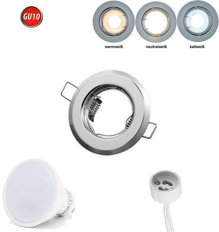 Led Line - Einbaustrahler GU10 Einbaurahmen Spot Strahler Ø60mm Bohrloch Aluminium inkl. GU10 3W Warmweiß 240 Lumen led ...