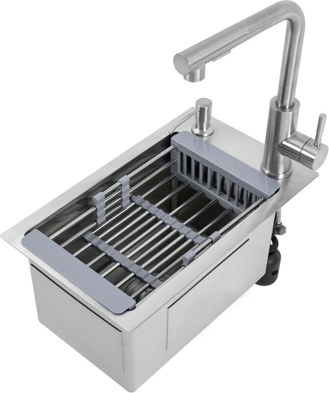 Einbauspüler 46 x 28 x 22 cm mit Auszugskranken, rechteckiger Einspüler aus Edelstahl