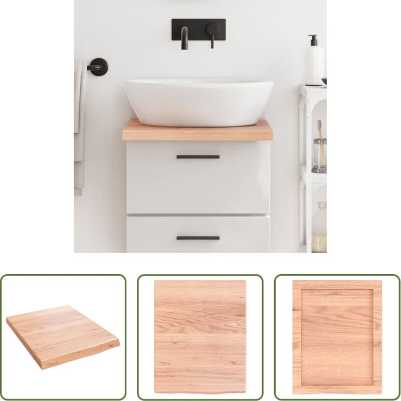 Holz Waschtisch - Waschtischplatte Hellbraun 40x50x(2-4) cm Massivholz Behandelt