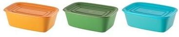 3 rechteckige Behälter 2,15 l mehrfarbig