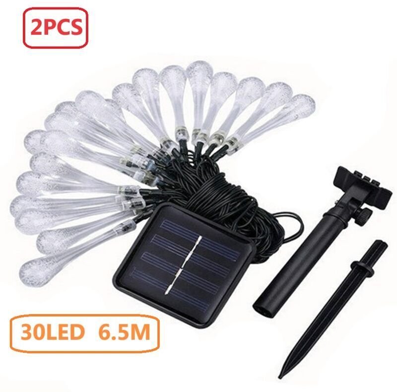 2er-Pack 30 LED-Solarleuchten für den Innen- und Außenbereich, 6,5 m, 8 Modi, IP65, wasserdicht, Gartenleuchten, mumu