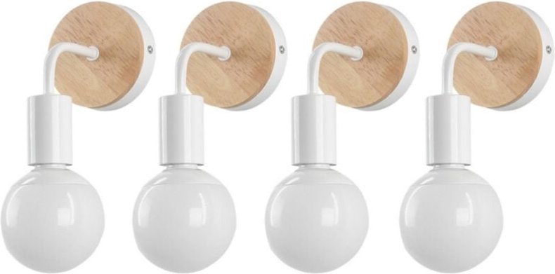 4 Stück Industrial Vintage Wandleuchte Innen Wandlampe Metall Wandspot Weiß Wandlicht E27 Flurlampe