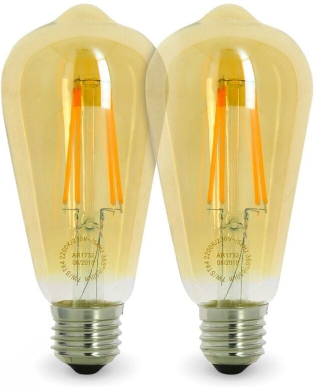 Los mit 2 LED-Lampen E27 7W ST64 2200K Typ Edison Farbtemperatur: Warmweiß 2200K