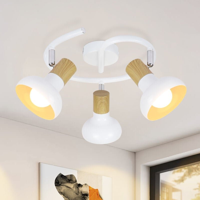 Deckenstrahler Vintage Deckenlampe Flur - Deckenleuchte Industrial 3 Flammig Rund Flurlampe Innen 350°Schwenkbar Weiß De...