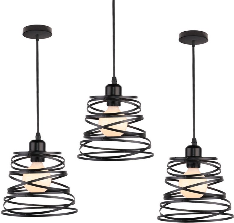 3er Pendelleuchte Federform, Moderner Hängelampe aus Metall, Kreative Kronleuchter mit Ø20cm Käfig für Wohnzimmer Esszim...