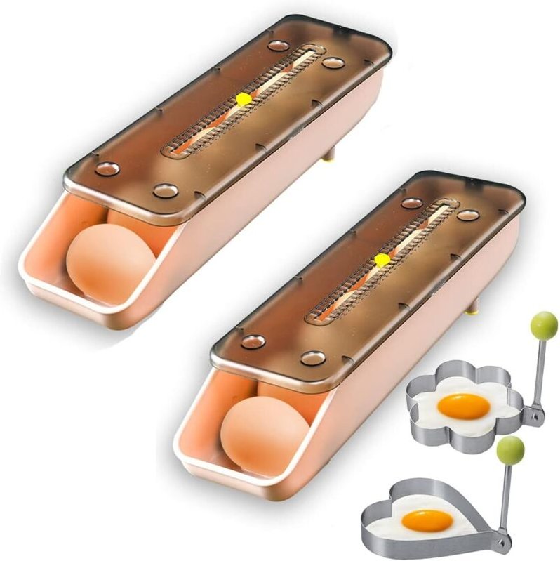 Shining House - Eierbehälter für Kühlschrank, Eierkühlschrank mit großem Fassungsvermögen, automatischer Roll-Eieraufbew...