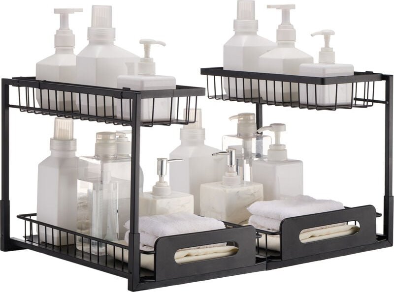 Mophorn - 2-stufiger ausziehbarer Schrank-Organizer (27,6 cm b x 36,6 cm t), Organizer und Aufbewahrung unter der Spüle....