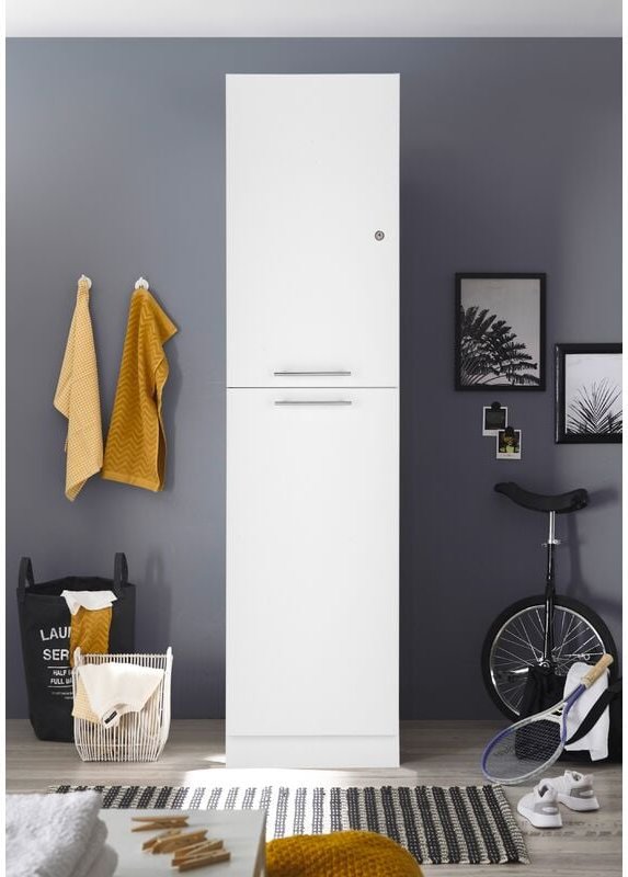 Hochschrank Wäscheschrank Badschrank Wäscheregal 50 cm Weiß Clara Respekta