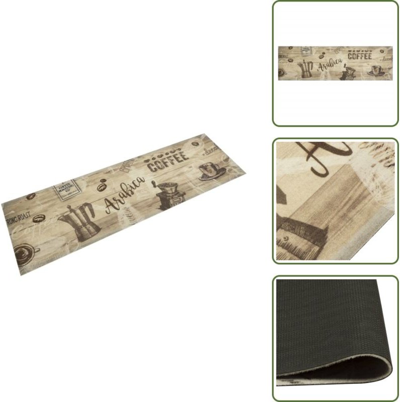 The Living Store Küchenteppich Waschbar Kaffee Braun 45x150 cm Samt - Waschbarer Teppich