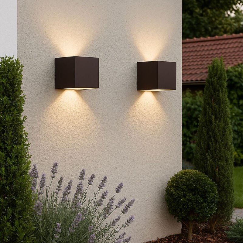 Thumbnail - Außenleuchte Fassadenlampe Wandlampe rost Balkonleuchte Up Down Wandleuchte, LED 2x 3 Watt 2x 290Lm warmweiß, LxBxH 10x1...
