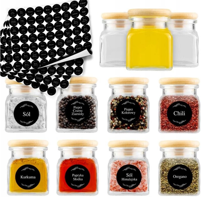 20 Gläser für Gewürze, Kräuter, Kerzen und Tee (120 ml) + 252 Etiketten