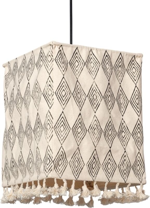 Pendelleuchte aus Baumwolle Chemba Weiß / Schwarz