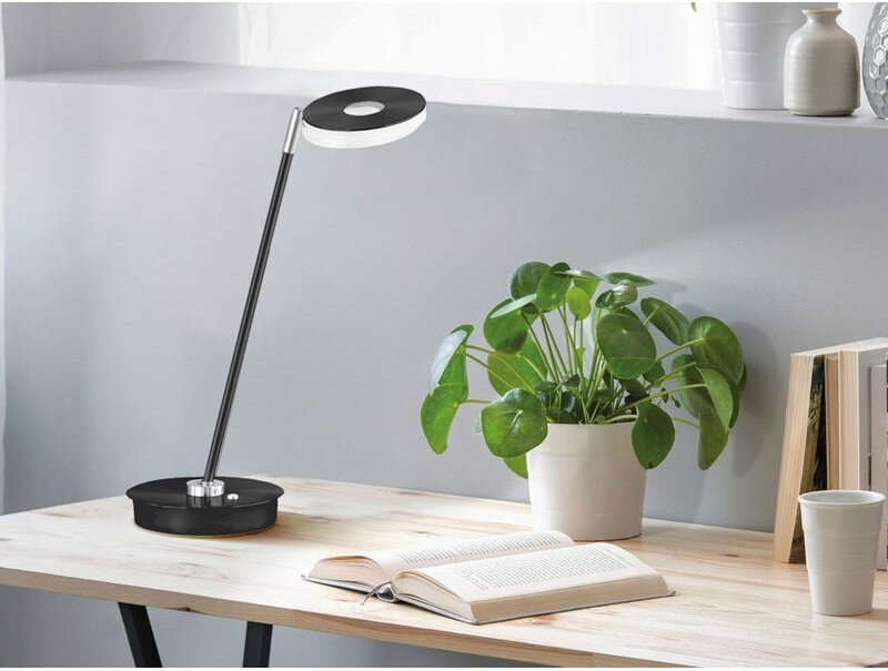 Fischer&honsel - Verstellbare led Schreibtischlampe dent Schwarz mit Dimmer, Höhe 46cm