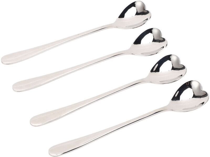 4er-Pack Teelöffel-Rührlöffel, Dessertzuckerherzen, herzförmiger Teelöffel, Edelstahl-Teelöffel-Rührlöffel