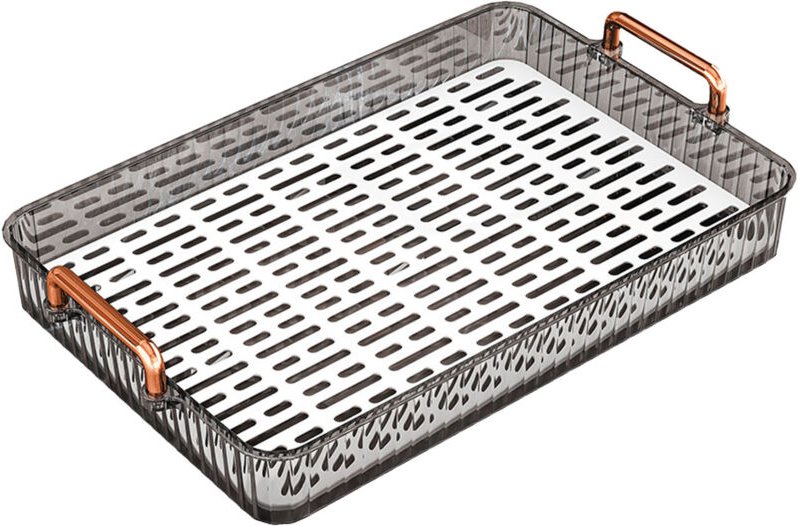 Xiuganpo Rutschfestes Teetablett aus Kunststoff mit Griffen, getrennt für trockene und feuchte Speisen, zum Servieren vo...