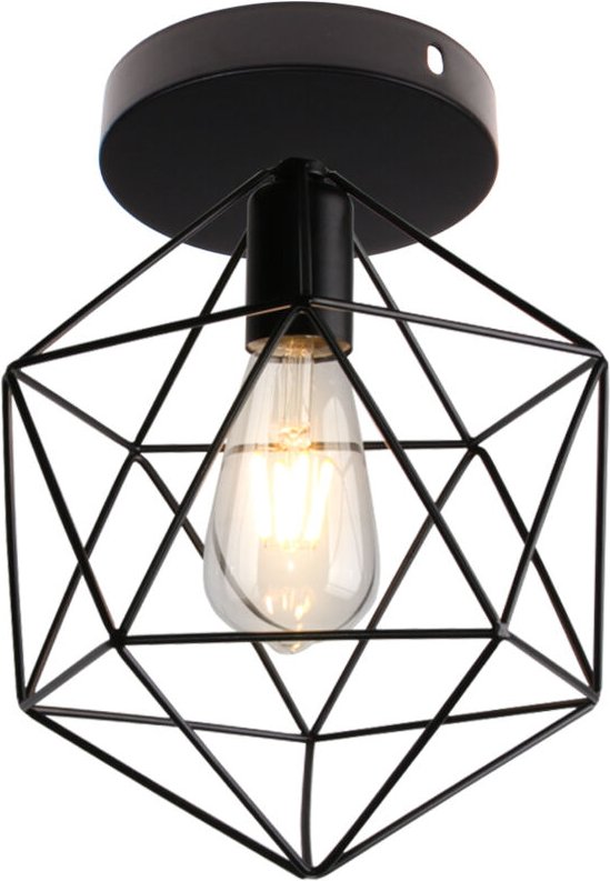 Deckenlampe, 25CM Industrielle Deckenleuchte aus Eisen Käfig Retro E27 Lampe für Schlafzimmer Küche Wohnzimmer Flur - Sc...