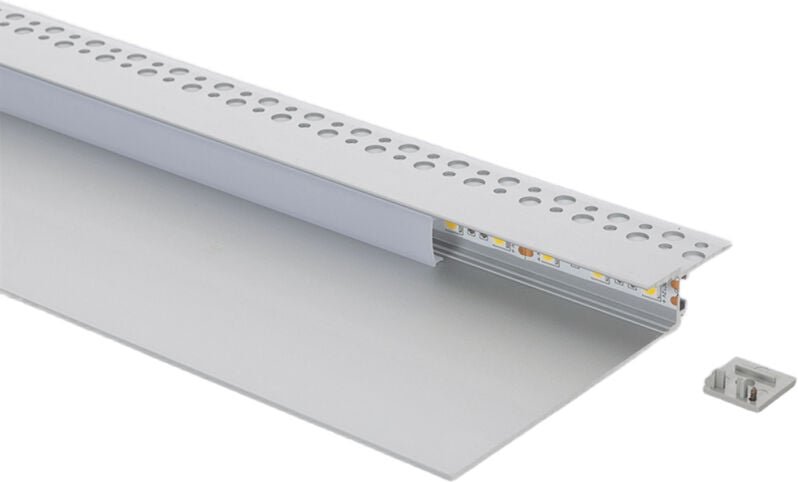 Aluminiumprofil Gips/Pladur Integration für LED-Streifen bis zu 12 mm Aluminium 2 m Weiß transluzent