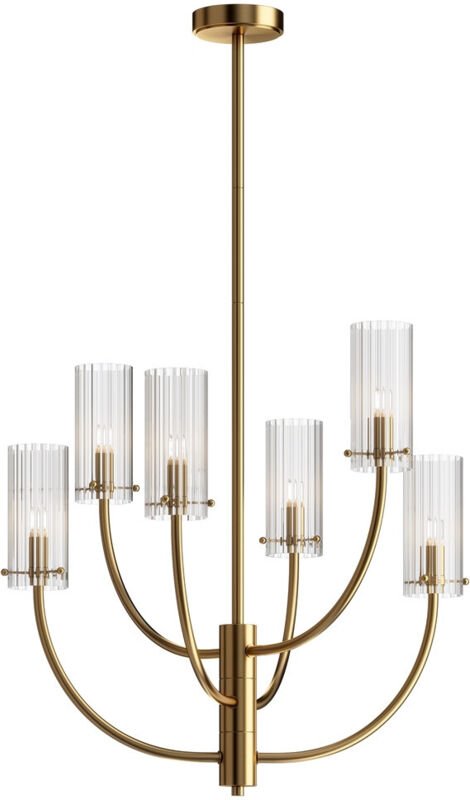 Maytoni - Arco Neoklassizistische mehrarmige Pendel-Deckenleuchte Messing, Glasschirm