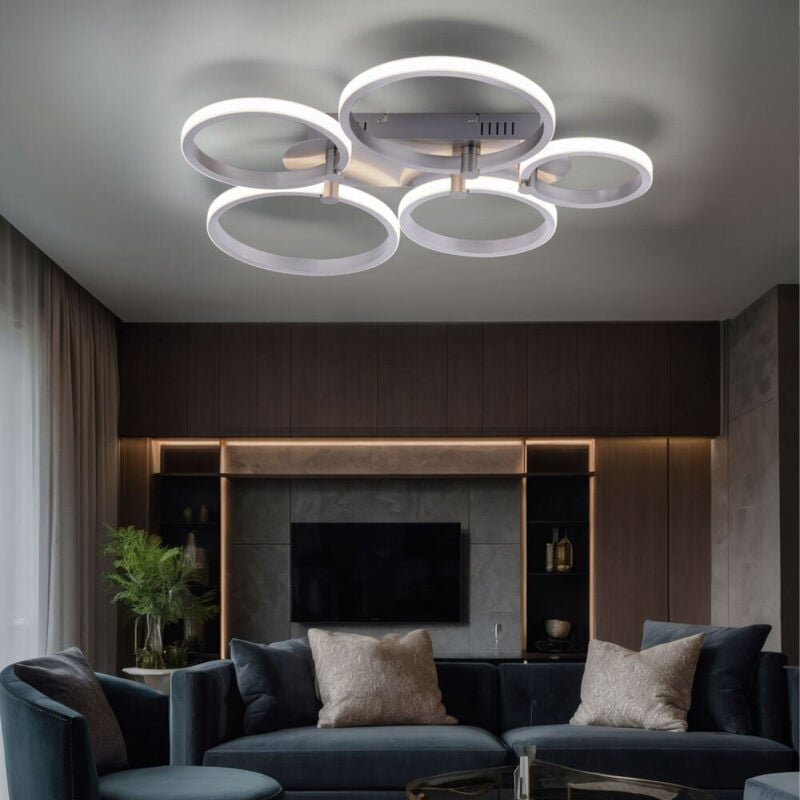 Paul Neuhaus - led Decken Lampe 5 Leuchtringe Design Beleuchtung Strahler Leuchte silber