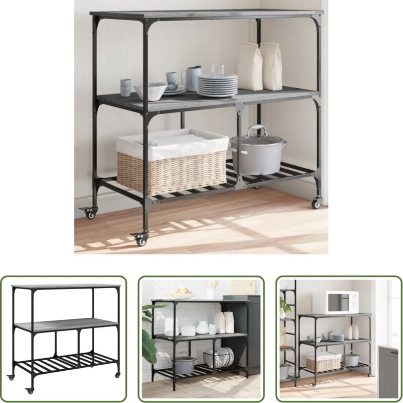 Holzwerkstoff - Küchenwagen Grau Sonoma 100x50x95 cm Holzwerkstoff