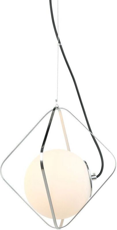 Canto - Moderner hängender Anhänger Chrom, Schwarz 1 Licht mit weißem Schatten, E27 dimmbar - Italux