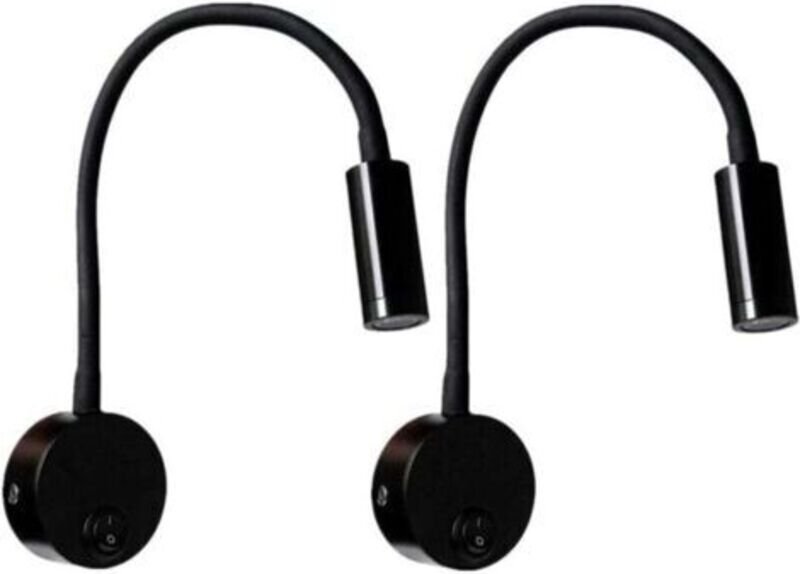 2 schwarze 3-Watt-Wandleselampen, verstellbare Schreibtischlampe mit flexiblem Hals, Nachttischlampe mit LED-Schalter fü...