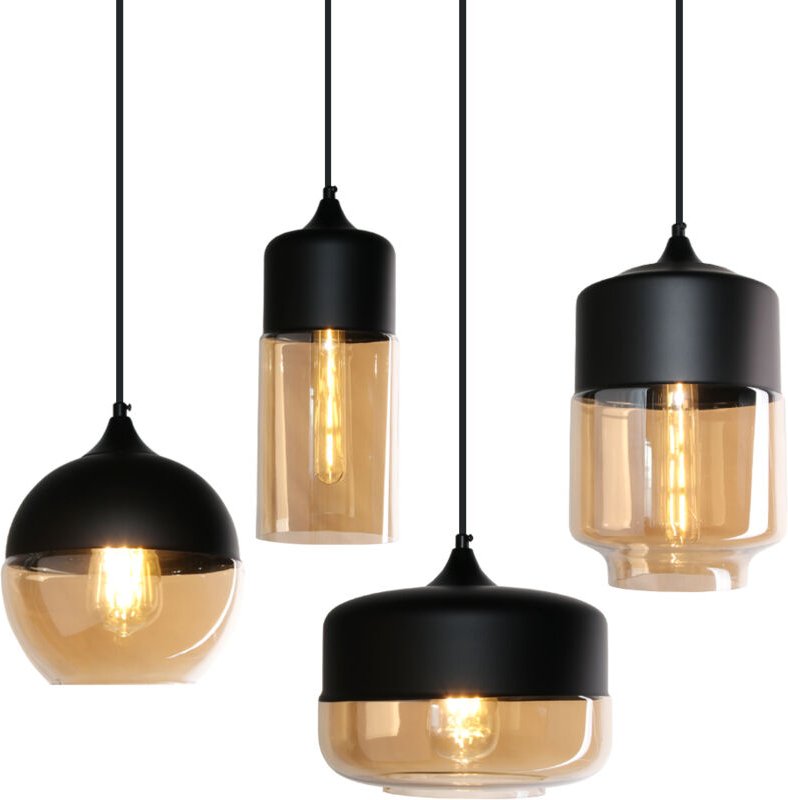 Industrielle Pendelleuchte Vintage Glas Hängelampe, E27 Deckenleuchte, Glas Schirm für Esszimmer Schlafzimmer Wohnzimmer...