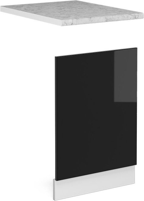Küchenmöbel R-Line, Schwarz Hochglanz, 45 cm , AP Marmor, Vicco