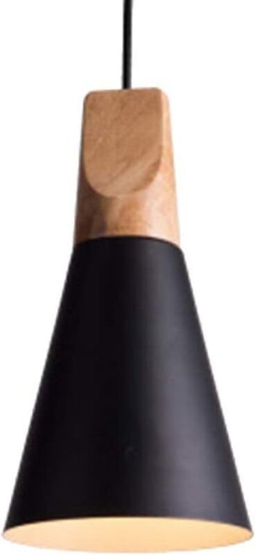 E27 Pendelleuchte aus Holz und Metall, industriell-dekorative Deckenleuchte für den Innenbereich, höhenverstellbarer Kro...