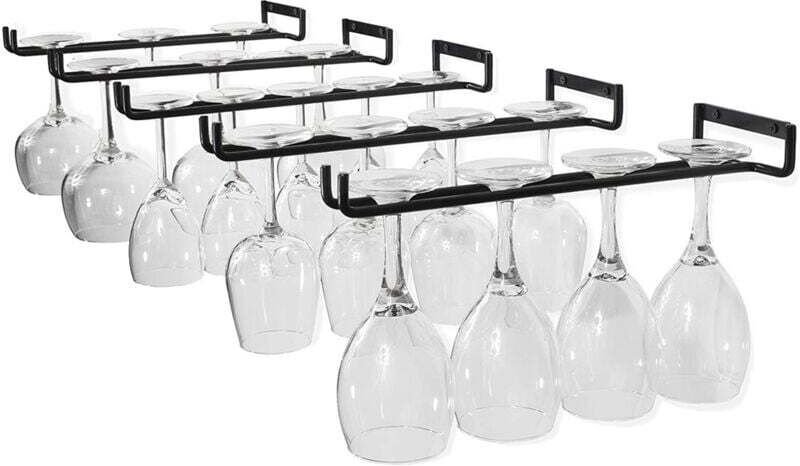 Hängendes Weinglasregal mit 5 Schienen für 13–18 Gläser, 30 cm x 5 cm x 2 cm