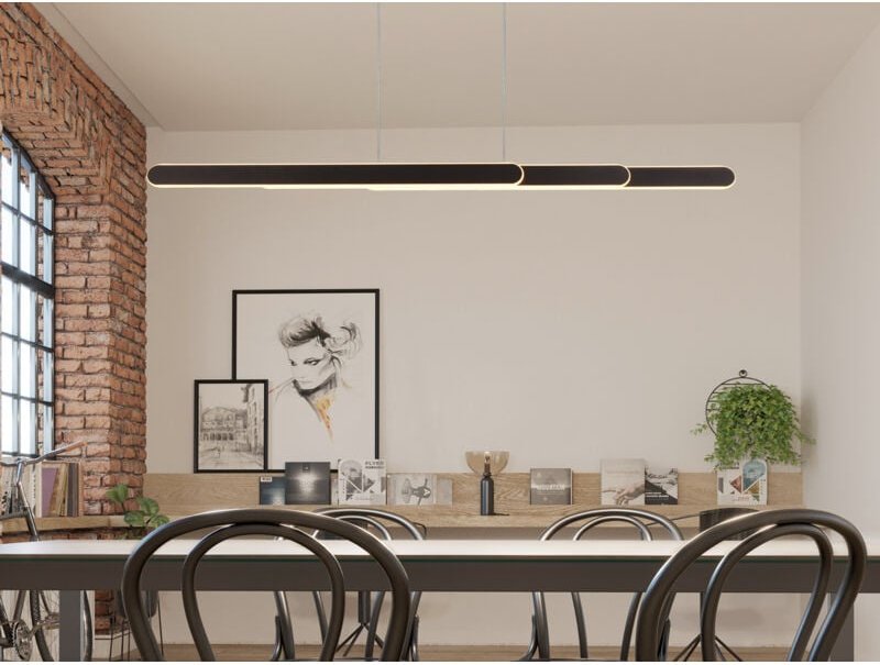 Led Pendelleuchte helios Schwarz dimmbar & ausziehbar, max. Breite 130cm